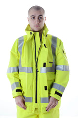 PRO ARC PRARCTC FR/ARC Rated Breathable High Visibility Rainwear Trench Coat Yellow/Navy