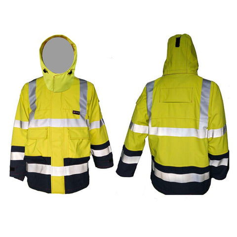 PRO ARC PRARCC FR/ARC Rated Breathable High Visibility Rainwear Coat Yellow/Navy