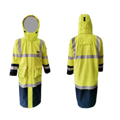 PRO ARC PRARCTC FR/ARC Rated Breathable High Visibility Rainwear Trench Coat Yellow/Navy