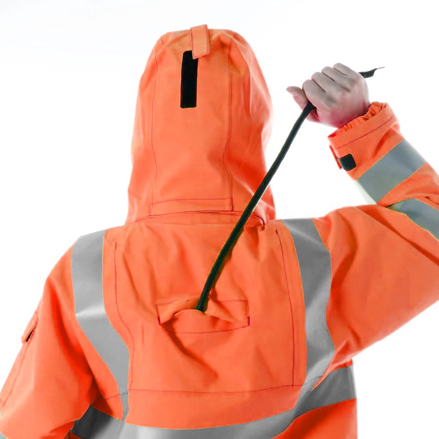 PRO ARC FR/ARC CAT 3 Breathable High Visibility Rainwear Bomber Jacket Orange/Navy