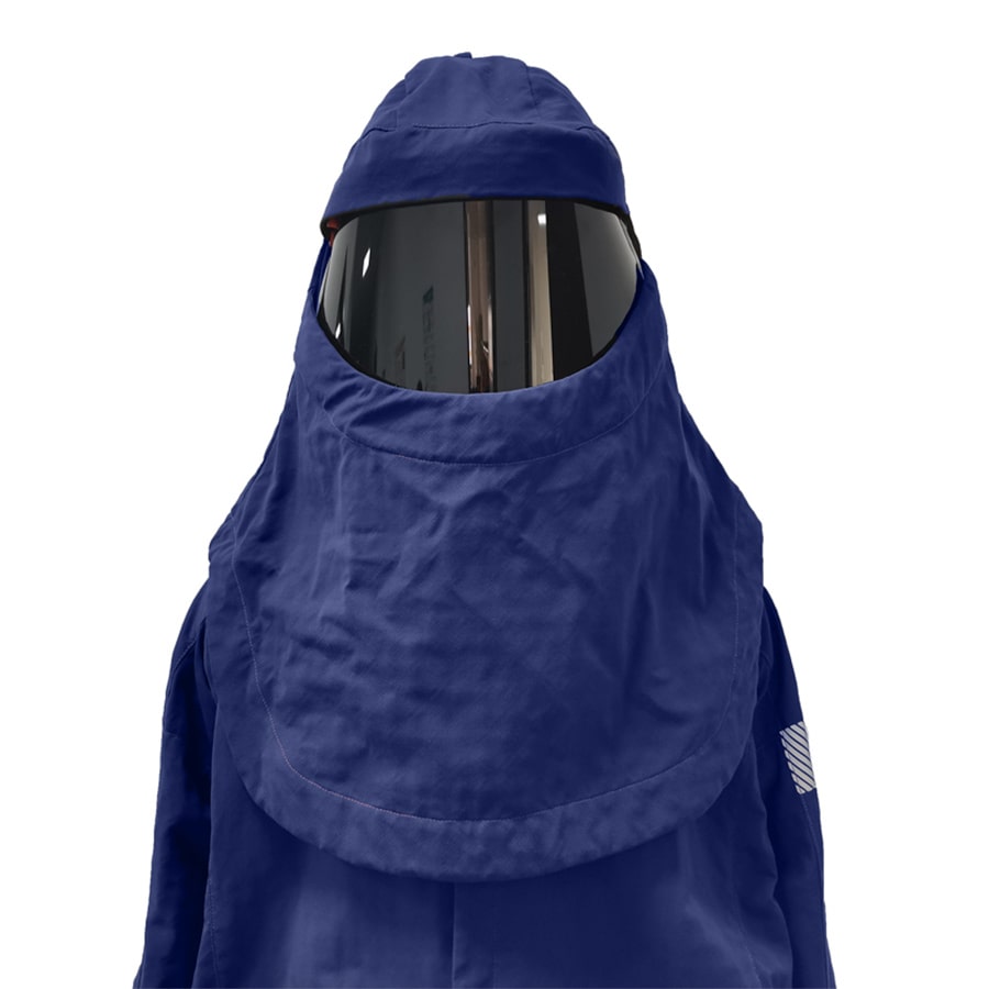 HIGH VOLTAGE 40 CAL PY40H SWITCH SUIT FIXED SHIELD HOOD/SHROUD BLUE PYRAD® Fabric by GORE-TEX LABS