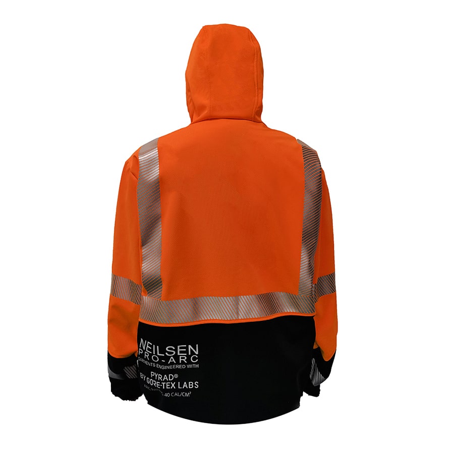Neilsen FR/ARC Rated Hi-Vis Orange/Black Softshell Fleece Jacket made with PYRAD® WINDSTOPPER® Fabric by GORE-TEX LABS
