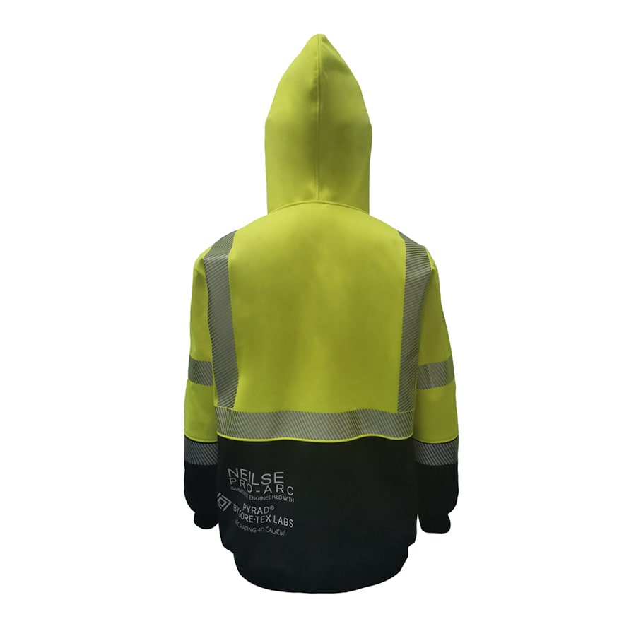 Neilsen FR/ARC Rated Hi-Vis Yellow/Black Softshell Fleece Hoody made with PYRAD® WINDSTOPPER® Fabric by GORE-TEX LABS