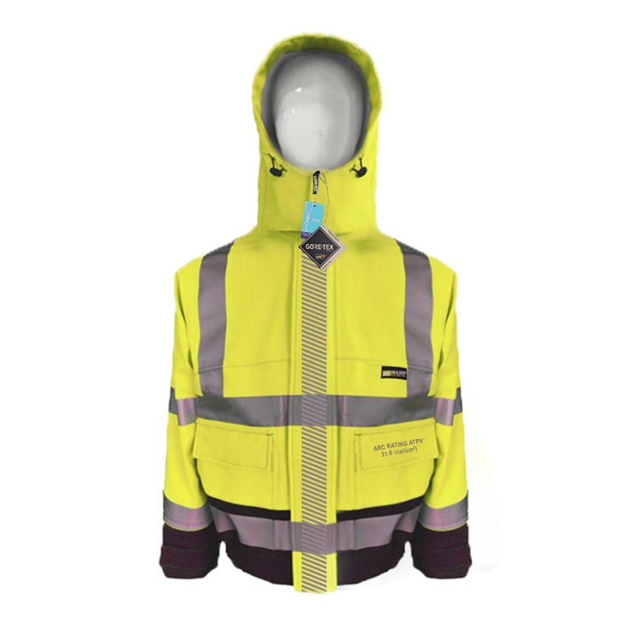 GORE-TEX PYRAD® EXTREME CAT 3 FR/ARC Rated Breathable High Visibility Rainwear Bomber Jacket Yellow/Black