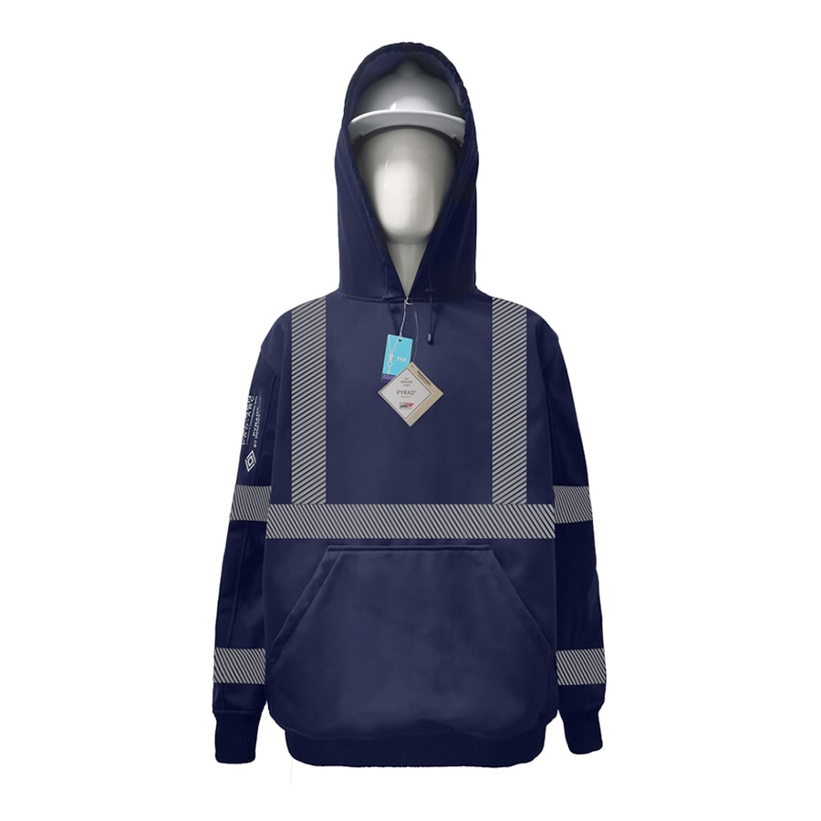 Neilsen FR/ARC Rated Hi-Vis Navy Softshell Fleece Hoody made with PYRAD® WINDSTOPPER® Fabric by GORE-TEX LABS