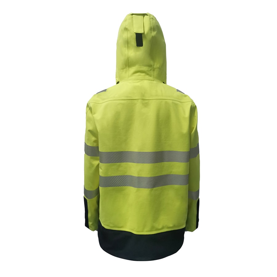 PRO ARC FR/ARC CAT 3 Executive Coat Breathable High Visibility Rainwear Yellow/Navy