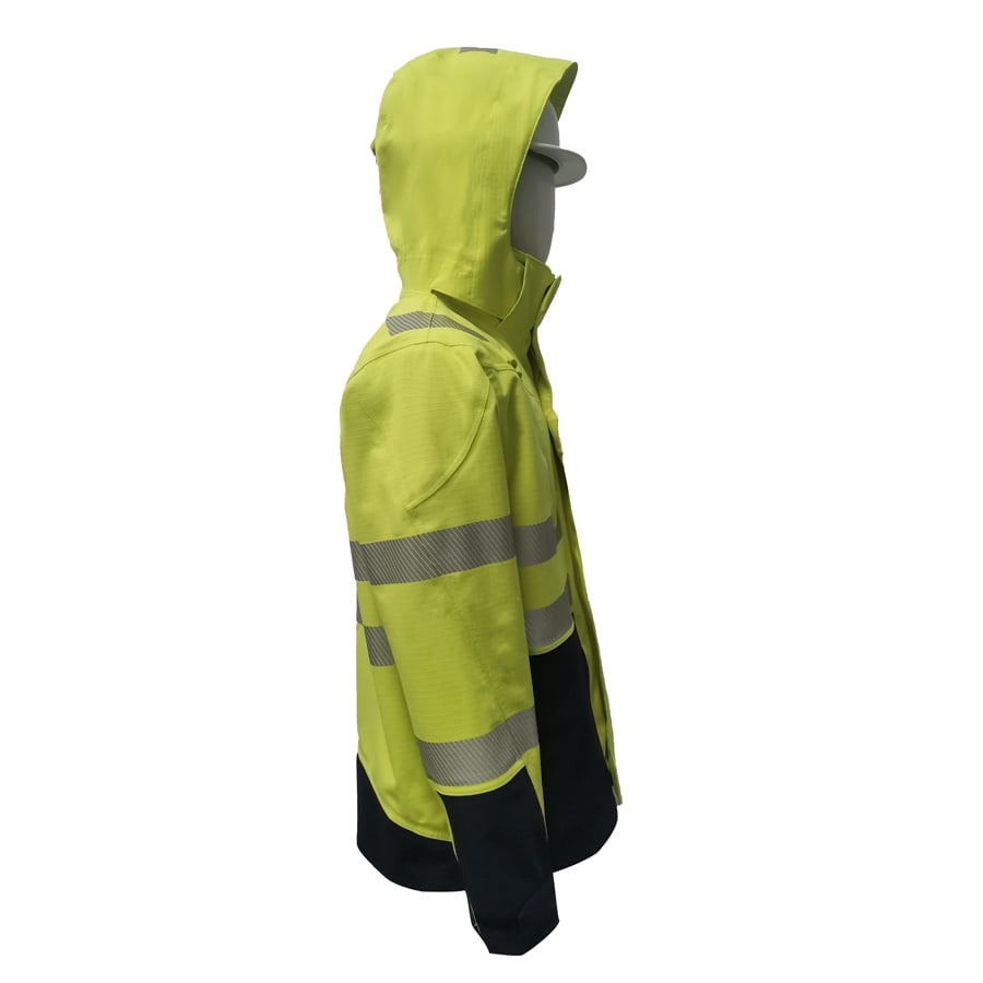 PRO ARC FR/ARC CAT 3 Executive Coat Breathable High Visibility Rainwear Yellow/Navy