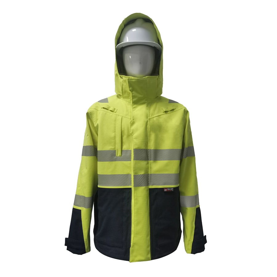 PRO ARC FR/ARC CAT 3 Executive Coat Breathable High Visibility Rainwear Yellow/Navy