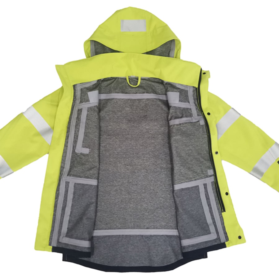 PRO ARC FR/ARC CAT 3 Executive Coat Breathable High Visibility Rainwear Yellow/Navy