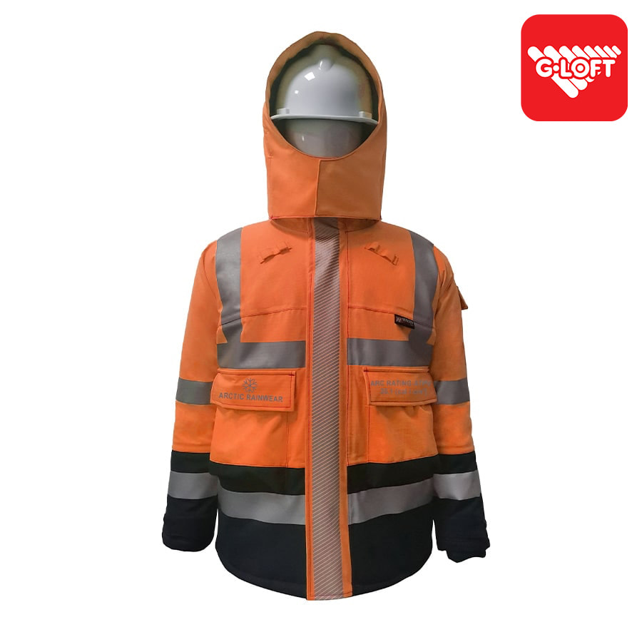 PRO ARC FR/ARC CAT 3 -60 Arctic Thermal Protection High Visibility Rainwear/Outerwear Coat Orange/Navy