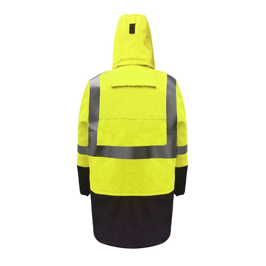 PRO ARC FR/ARC CAT 3 Breathable High Visibility Rainwear Coat Yellow/Navy