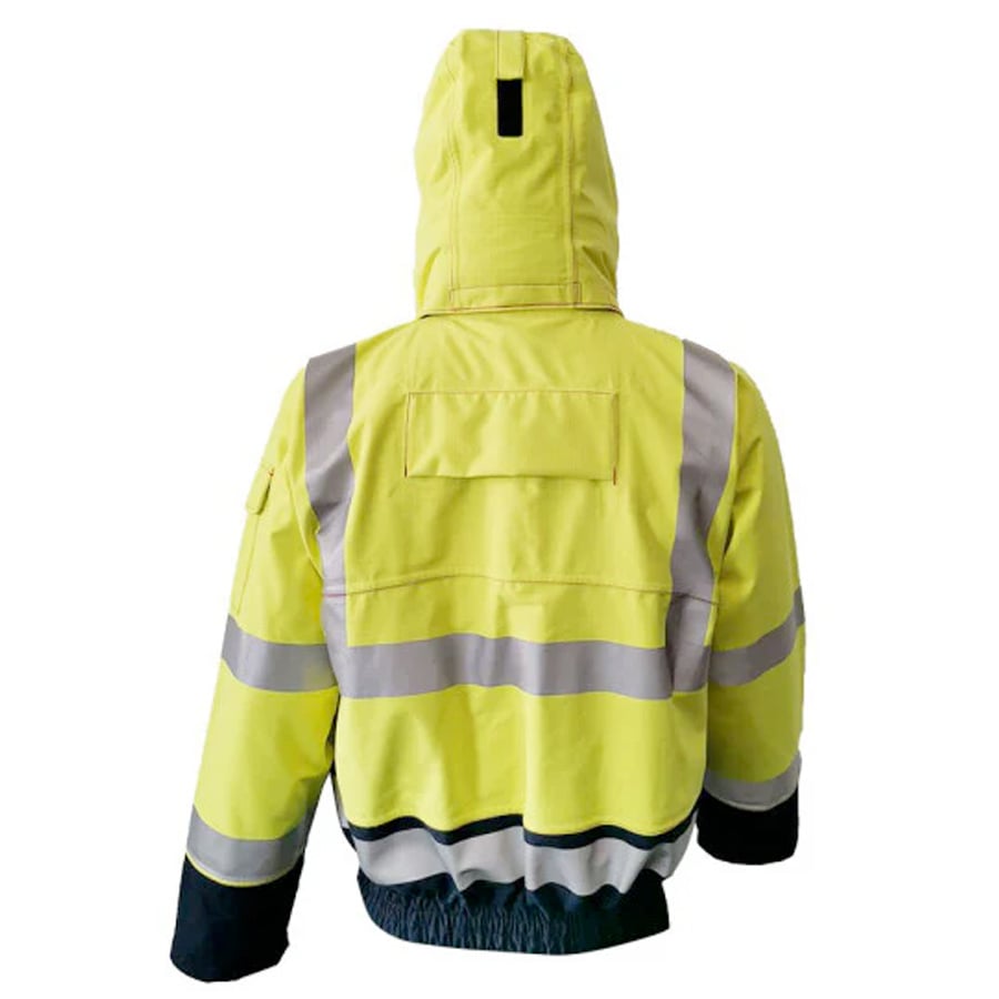 PRO ARC FR/ARC CAT 3 Breathable High Visibility Rainwear Bomber Jacket Yellow/Navy