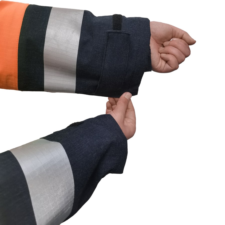 PRO ARC FR/ARC CAT 3 Breathable High Visibility Rainwear Ladies Coat Orange/Navy