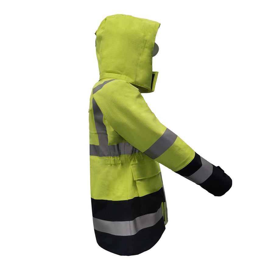 PRO ARC FR/ARC CAT 3 Breathable High Visibility Rainwear Ladies Coat Yellow/Navy