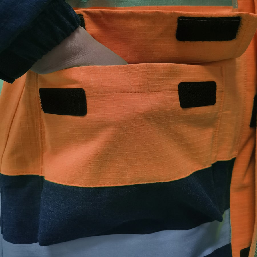 PRO ARC FR/ARC CAT 3 Breathable High Visibility Rainwear Ladies Coat Orange/Navy