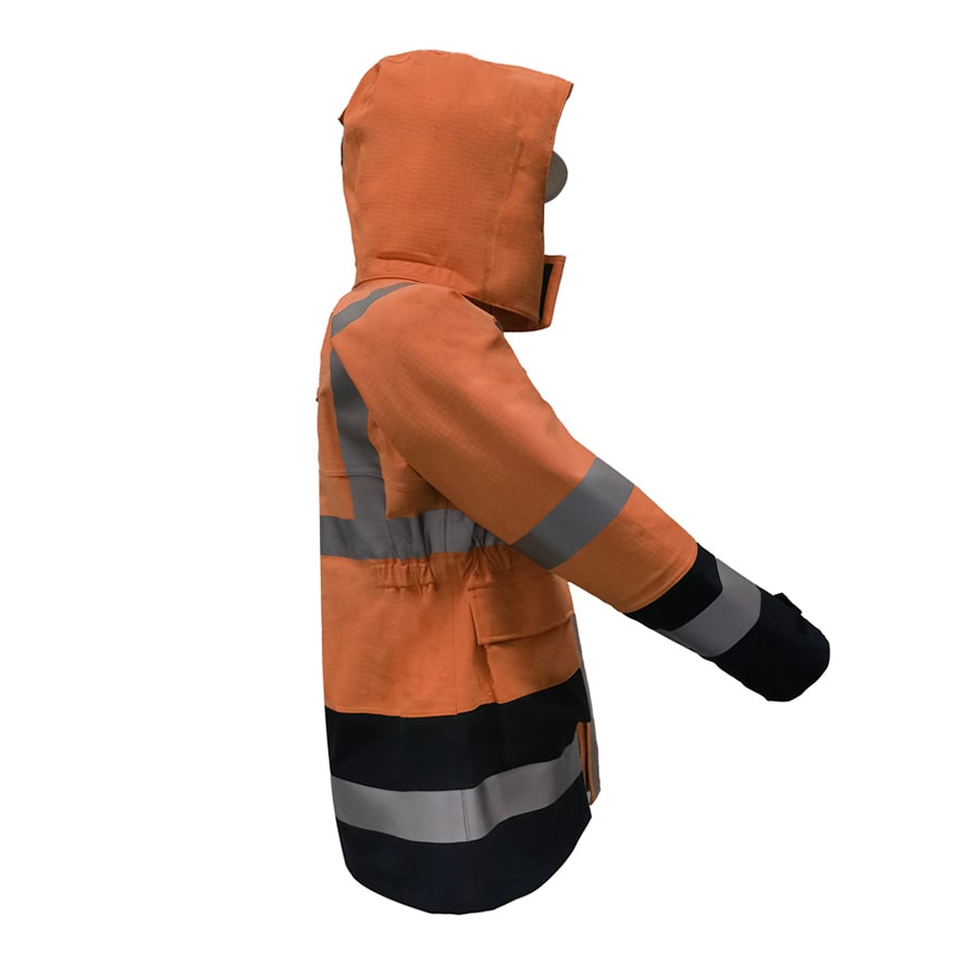 PRO ARC FR/ARC CAT 3 Breathable High Visibility Rainwear Ladies Coat Orange/Navy