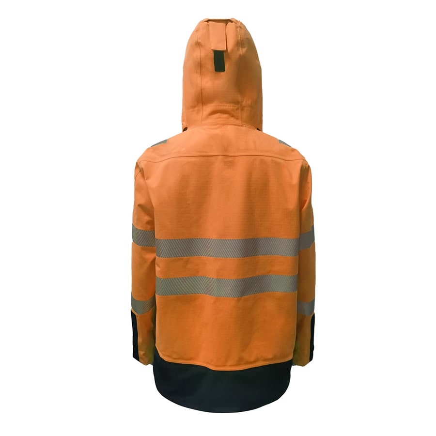 PRO ARC FR/ARC CAT 3 Executive Coat Breathable High Visibility Rainwear Orange/Navy