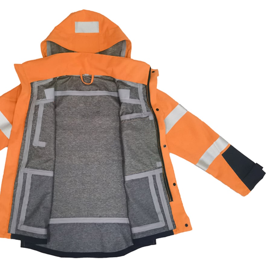 PRO ARC FR/ARC CAT 3 Executive Coat Breathable High Visibility Rainwear Orange/Navy