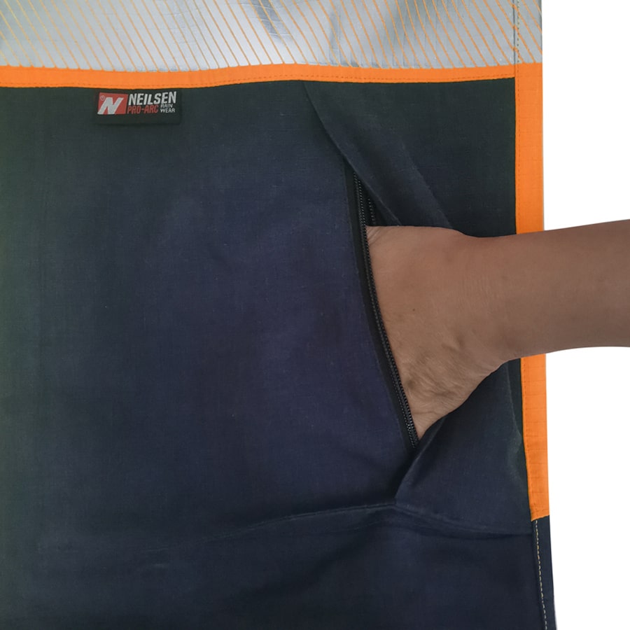 PRO ARC FR/ARC CAT 3 Executive Coat Breathable High Visibility Rainwear Orange/Navy