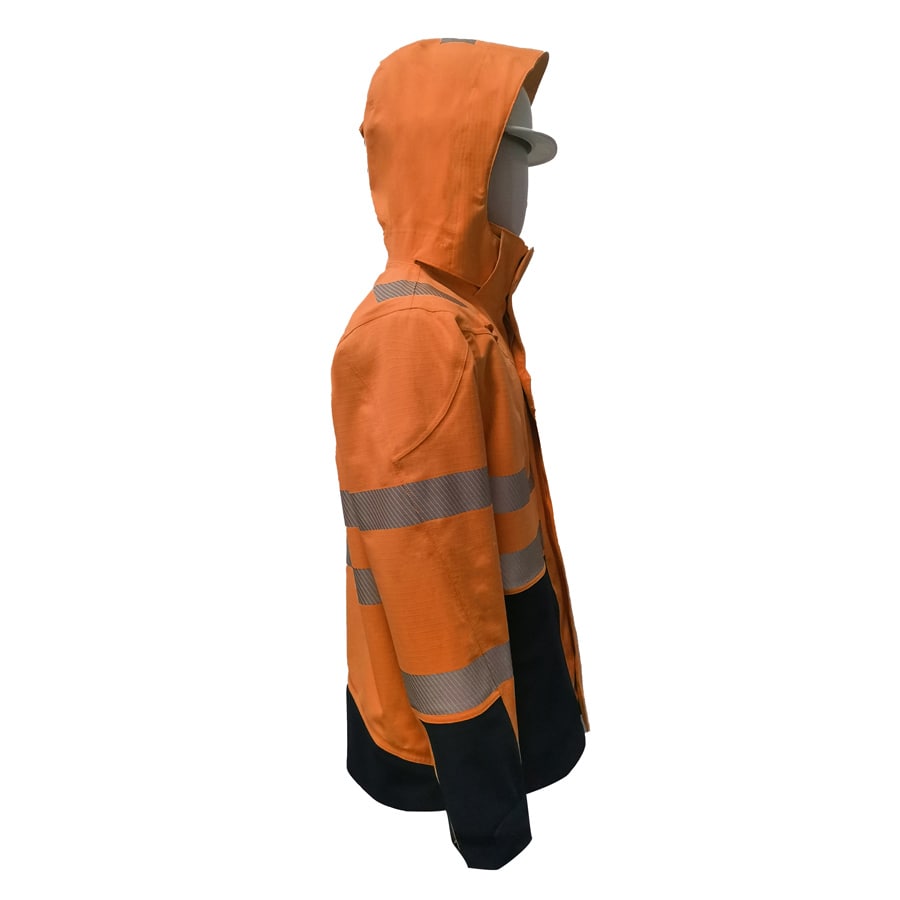 PRO ARC FR/ARC CAT 3 Executive Coat Breathable High Visibility Rainwear Orange/Navy