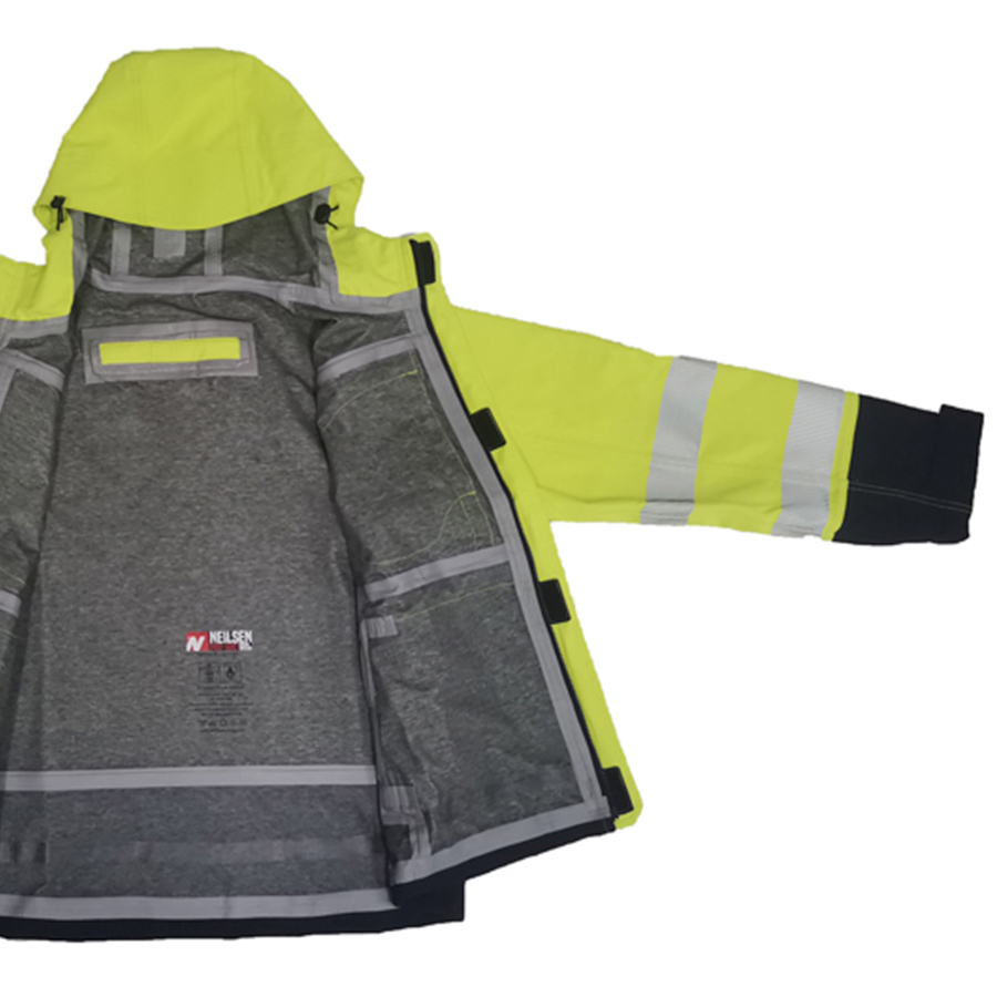 PRO ARC FR/ARC CAT 3 Shuttle Jacket Breathable High Visibility Rainwear Yellow/Navy