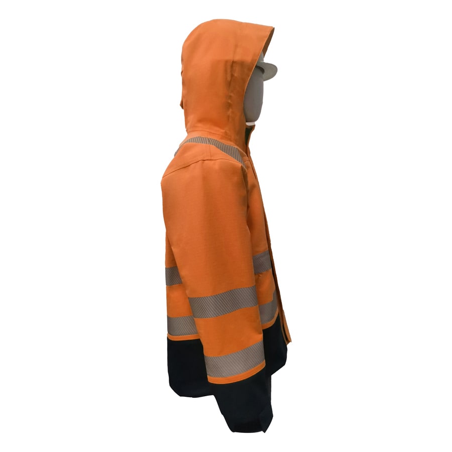 PRO ARC FR/ARC CAT 3 Shuttle Jacket Breathable High Visibility Rainwear Orange/Navy