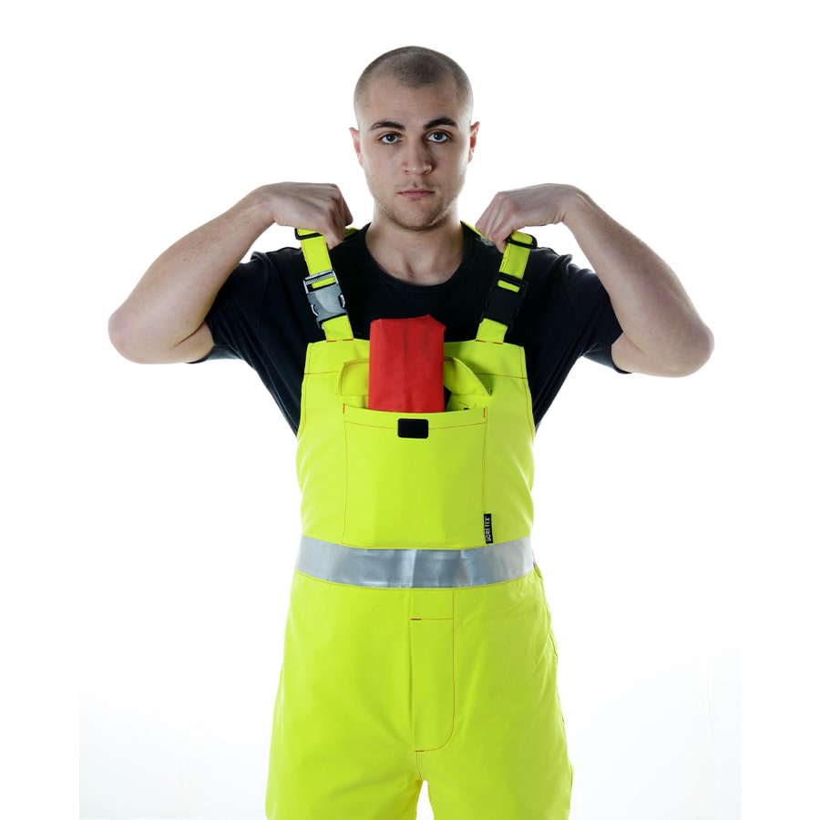 GORE-TEX PYRAD® EXTREME CAT 3 FR/ARC Rated Breathable High Visibility Rainwear Bib Trouser Yellow/Black