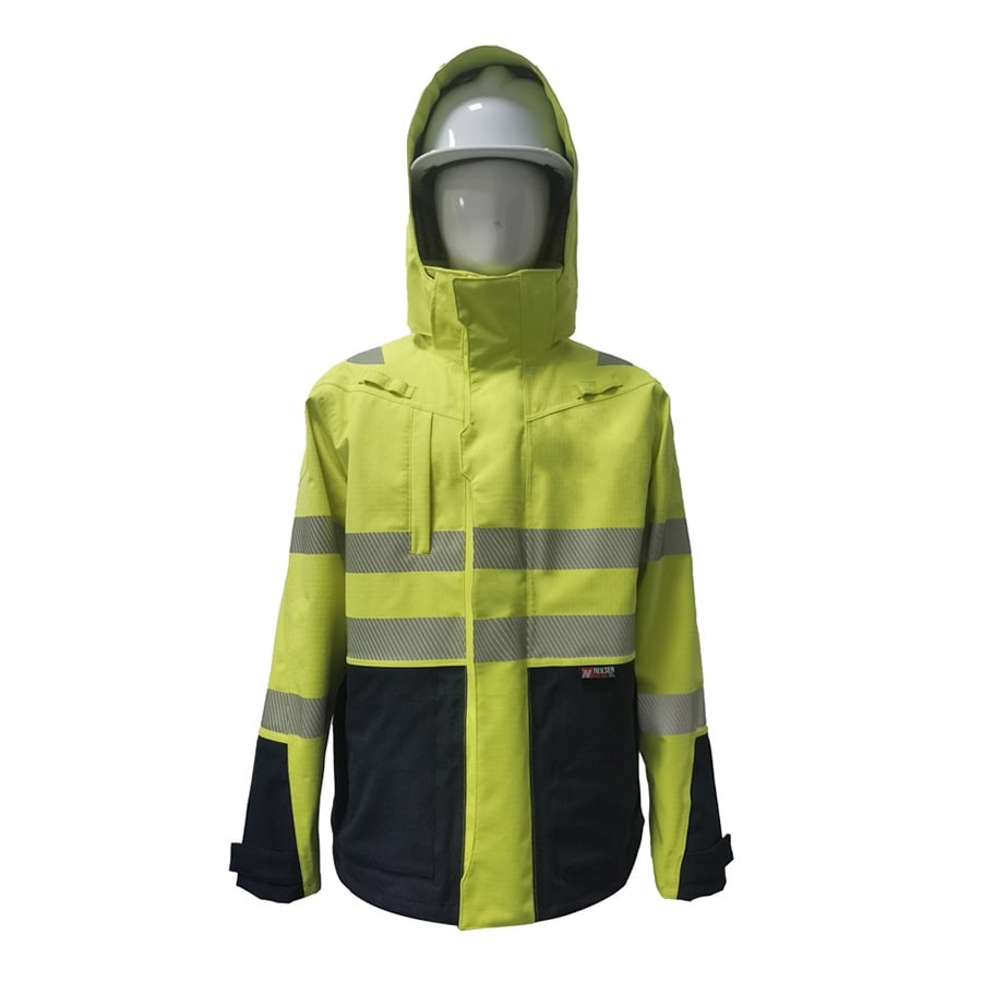 PRARCEXC--PRO-ARC-FR-ARC-CAT-3-EXECUTIVE-COAT-Breathable-High-Visibility-Rainwear-Coat-Yellow-Navy
