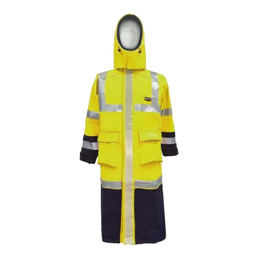 PRO-ARC-FR-ARC-CAT-3-Breathable-High-Visibility-Rainwear-Trench-Coat-Yellow-Navy5
